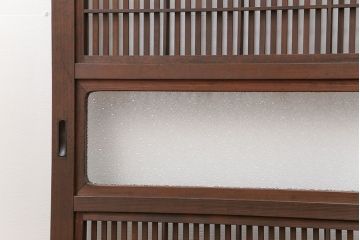 古民具・骨董 裏障子付きの格子戸 2枚セット(和風建具、引き戸)