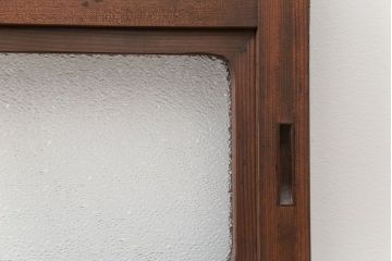 古民具・骨董 裏障子付きの格子戸 2枚セット(和風建具、引き戸)