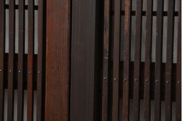 アンティーク 腰板欅材の上質な裏障子付き格子戸　2枚セット　(和風建具、引き戸)