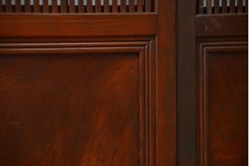 アンティーク 腰板欅材の上質な裏障子付き格子戸　2枚セット　(和風建具、引き戸)