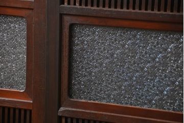 アンティーク 腰板欅材の上質な裏障子付き格子戸　2枚セット　(和風建具、引き戸)