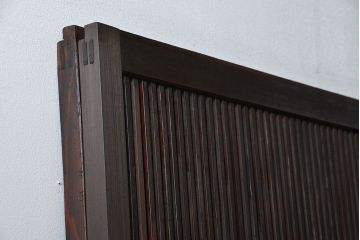 アンティーク 腰板欅材の上質な裏障子付き格子戸　2枚セット　(和風建具、引き戸)