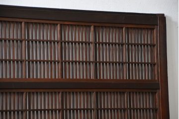 アンティーク 腰板欅材の上質な裏障子付き格子戸　2枚セット　(和風建具、引き戸)