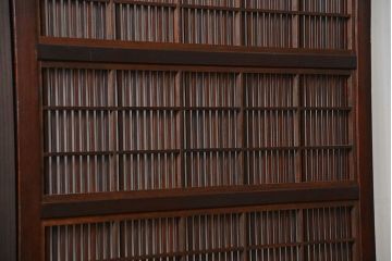アンティーク 腰板欅材の上質な裏障子付き格子戸　2枚セット　(和風建具、引き戸)