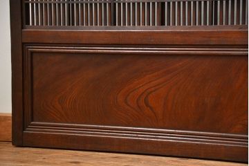 アンティーク 腰板欅材の上質な裏障子付き格子戸　2枚セット　(和風建具、引き戸)