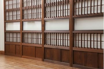 アンティーク 裏障子付きのスッキリとした格子戸 4枚セット(和風建具)