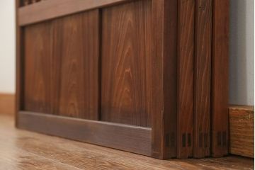 アンティーク 裏障子付きのスッキリとした格子戸 4枚セット(和風建具)