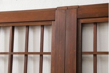 アンティーク 裏障子付きのスッキリとした格子戸 4枚セット(和風建具)