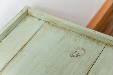 アンティーク家具　アンティークペイント　かわいい二段飾り棚(陳列棚)