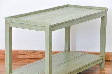 アンティーク家具　アンティークペイント　かわいい二段飾り棚(陳列棚)