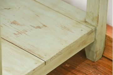 アンティーク家具　アンティークペイント　かわいい二段飾り棚(陳列棚)