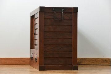 アンティーク家具　古民具・骨董 総欅　越後帳場箪笥(銭戸棚、小箪笥、船箪笥)