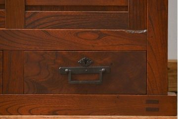 アンティーク家具　古民具・骨董 総欅　越後帳場箪笥(銭戸棚、小箪笥、船箪笥)