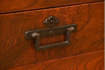 アンティーク家具　古民具・骨董 総欅　越後帳場箪笥(銭戸棚、小箪笥、船箪笥)