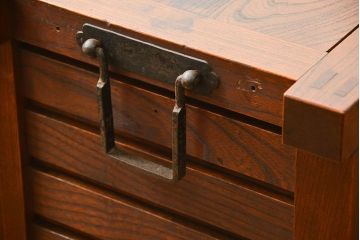 アンティーク家具　古民具・骨董 総欅　越後帳場箪笥(銭戸棚、小箪笥、船箪笥)