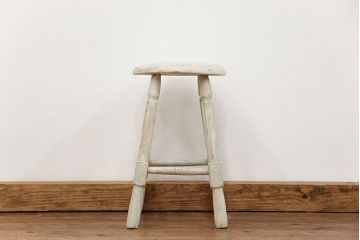 アンティーク家具　アンティークペイント かわいいスツール(1)(丸椅子、イス)