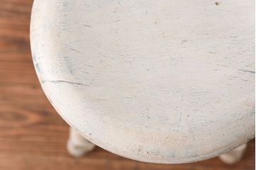 アンティーク家具　アンティークペイント かわいいスツール(1)(丸椅子、イス)