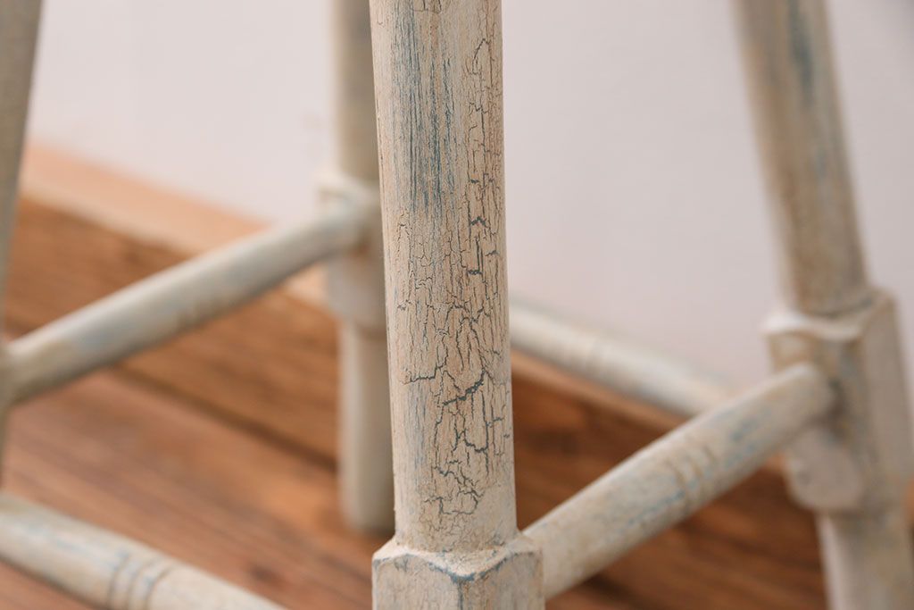 アンティーク家具　アンティークペイント かわいいスツール(1)(丸椅子、イス)