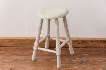アンティーク家具　アンティークペイント かわいいスツール(1)(丸椅子、イス)