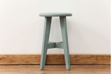 アンティーク家具　アンティークペイント かわいいスツール(2)(丸椅子、イス)