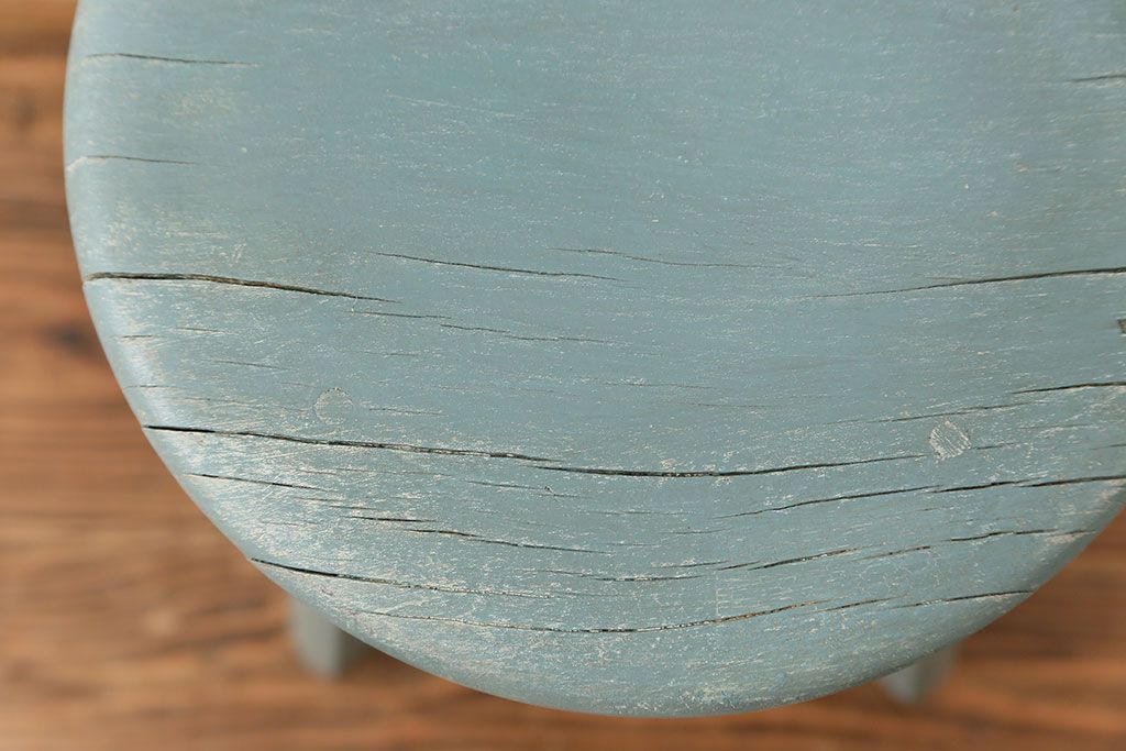 アンティーク家具　アンティークペイント かわいいスツール(2)(丸椅子、イス)