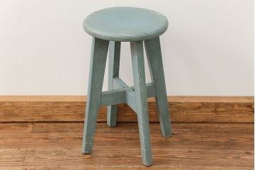 アンティーク家具　アンティークペイント かわいいスツール(2)(丸椅子、イス)