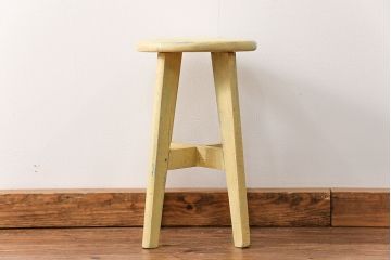 アンティーク家具　アンティークペイント かわいいスツール(3)(丸椅子、イス)