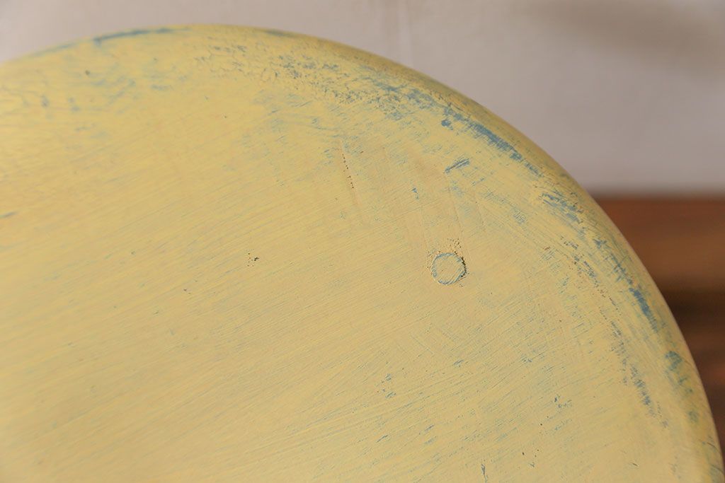 アンティーク家具　アンティークペイント かわいいスツール(3)(丸椅子、イス)