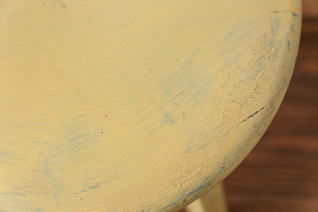 アンティーク家具　アンティークペイント かわいいスツール(3)(丸椅子、イス)