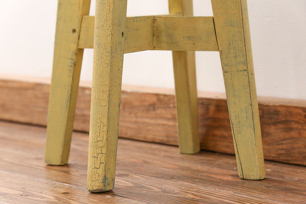 アンティーク家具　アンティークペイント かわいいスツール(3)(丸椅子、イス)