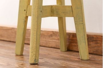 アンティーク家具　アンティークペイント かわいいスツール(3)(丸椅子、イス)