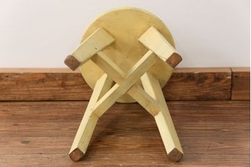 アンティーク家具　アンティークペイント かわいいスツール(3)(丸椅子、イス)