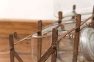 アンティーク雑貨　昭和レトロ 古い駄菓子屋の六連ガラス瓶(ガラスビン)