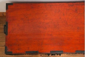 古民具・骨董 美品　金具の立派な観音開き時代箪笥(帳場箪笥、たんす)