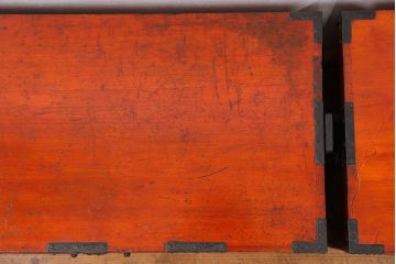 古民具・骨董 美品　金具の立派な観音開き時代箪笥(帳場箪笥、たんす)