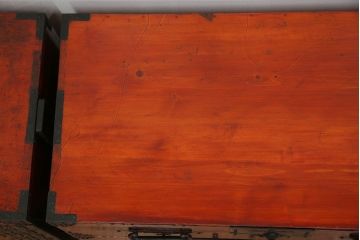 古民具・骨董 美品　金具の立派な観音開き時代箪笥(帳場箪笥、たんす)