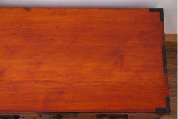 古民具・骨董 美品　金具の立派な観音開き時代箪笥(帳場箪笥、たんす)