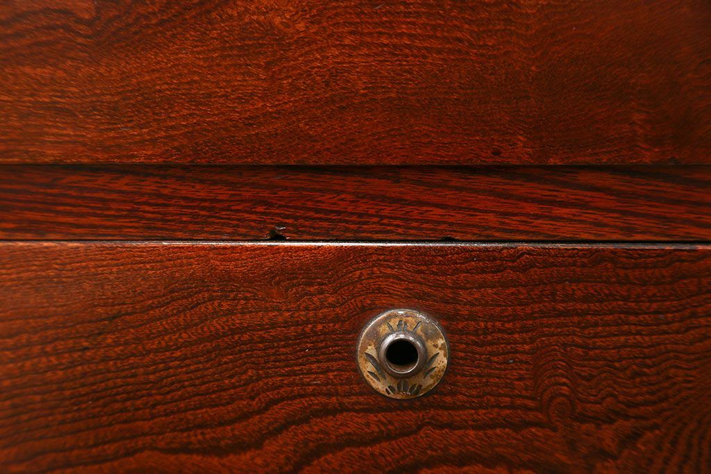 アンティーク家具　古民具・骨董 前面欅材の杢目の素晴らしい時代箪笥ローチェスト(1)(ローボード)