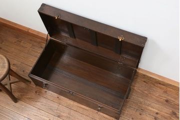 アンティーク雑貨　アンティーク 古い木のシンプルなトランク(収納箱)