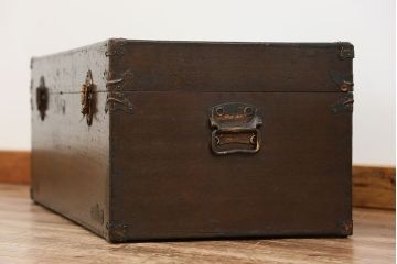 アンティーク雑貨　アンティーク 古い木のシンプルなトランク(収納箱)