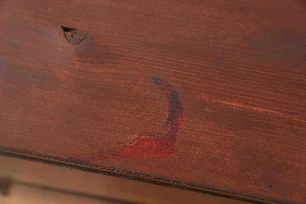 アンティーク家具　古民具・骨董 前面欅材の杢目の素晴らしい時代箪笥ローチェスト(2)(ローボード)