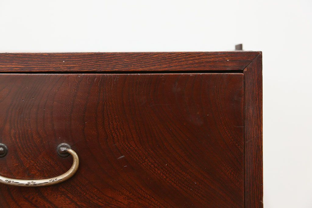 アンティーク家具　古民具・骨董 前面欅材の杢目の素晴らしい時代箪笥ローチェスト(2)(ローボード)