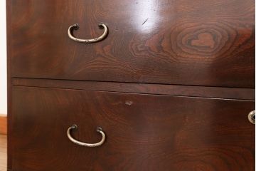 アンティーク家具　古民具・骨董 前面欅材の杢目の素晴らしい時代箪笥ローチェスト(2)(ローボード)