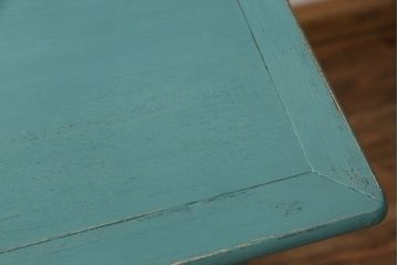 アンティーク家具　アンティークペイント　モールガラス入り食器棚(キッチンキャビネット、収納棚)