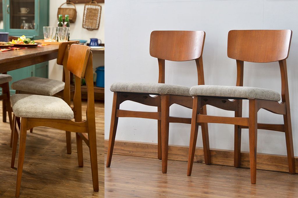 北欧家具　北欧ビンテージ　ダイニングチェア2脚セット(1)(椅子、イス)