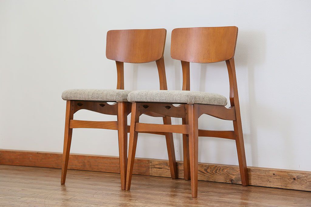 北欧家具　北欧ビンテージ　ダイニングチェア2脚セット(2)(椅子、イス)