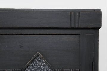 アンティーク家具　アンティークペイント　ダイヤガラス入り食器棚(キャビネット、ブックケース、収納棚)