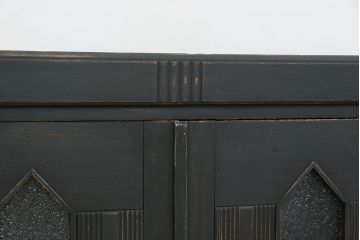 アンティーク家具　アンティークペイント　ダイヤガラス入り食器棚(キャビネット、ブックケース、収納棚)