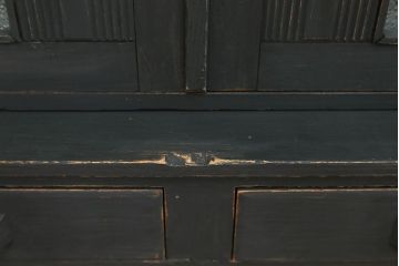 アンティーク家具　アンティークペイント　ダイヤガラス入り食器棚(キャビネット、ブックケース、収納棚)