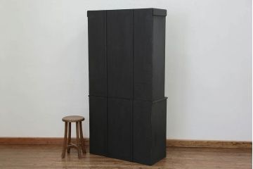 アンティーク家具　アンティークペイント　ダイヤガラス入り食器棚(キャビネット、ブックケース、収納棚)